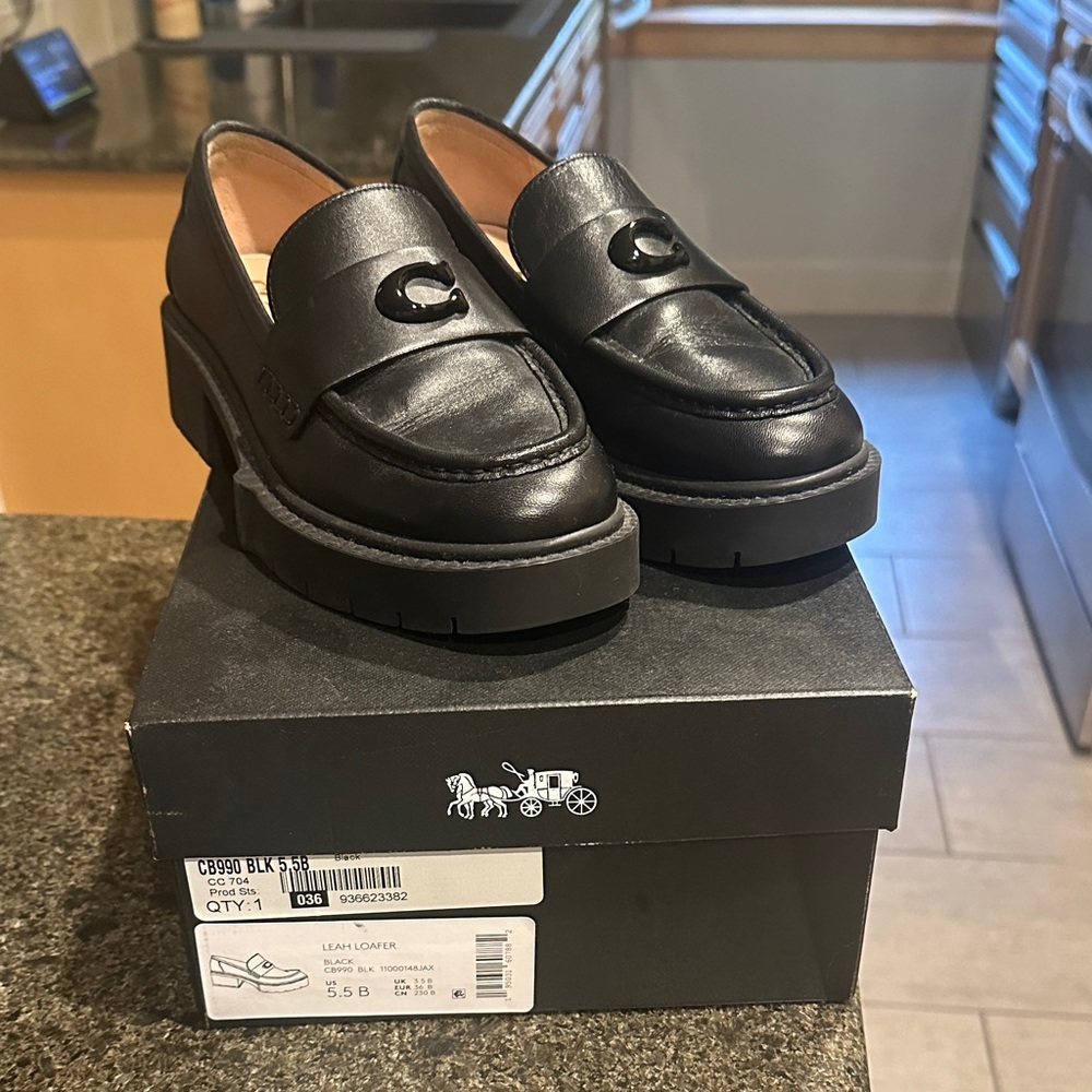 Coach Black Leather Loafers